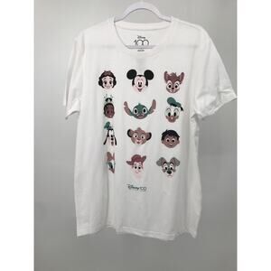 Disney 100 White Character Graphic Short Sleeve Crew Neck T-Shirt Size L
